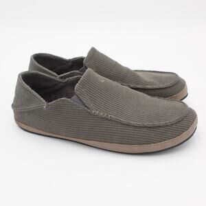 OluKai Loafer Slipper Mens Size 12 Gray Corduroy Slip On Comfort Shoe Beach